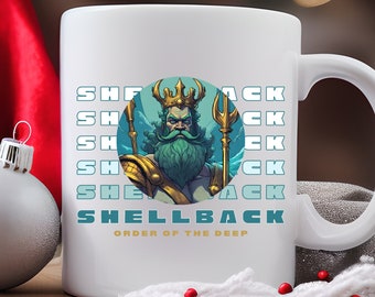 Shellback, US Navy, Ceramic Mug 11oz, Crossing the Equator, Neptune's Realm, Sailor Mug, Shellback Initiation, Military Gift, U.S. Navy Gift