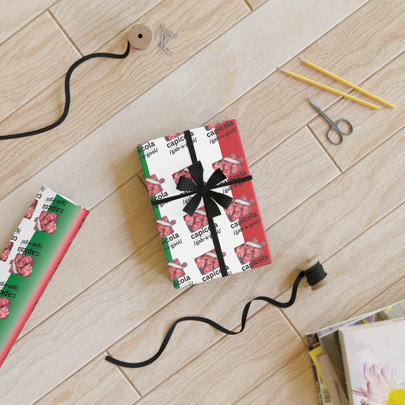 Gabagool Wrapping Paper, Funny Italian-American Gift Wrap for Foodies & Sopranos Fans, Funny Gift Wrap for Birthdays, Christmas Gifts image 3