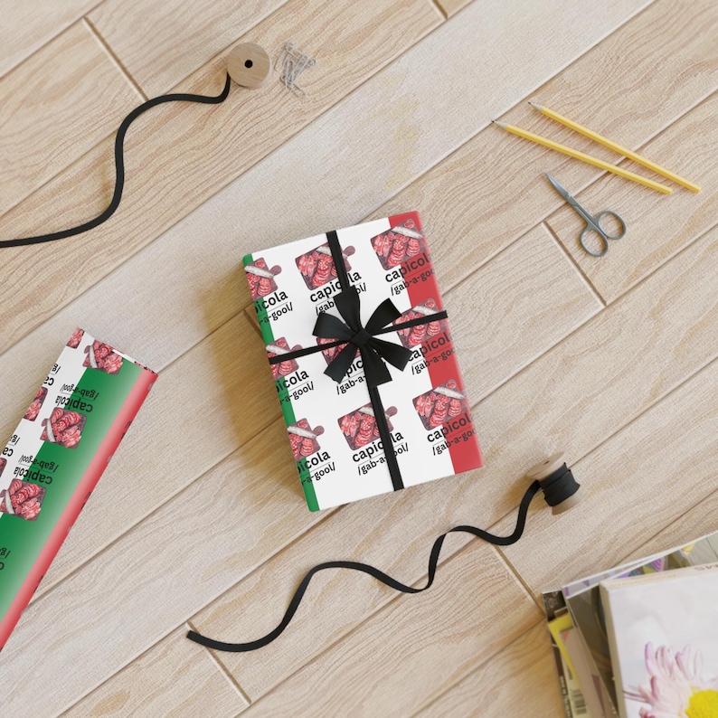 Gabagool Wrapping Paper, Funny Italian-American Gift Wrap for Foodies & Sopranos Fans, Funny Gift Wrap for Birthdays, Christmas Gifts image 1