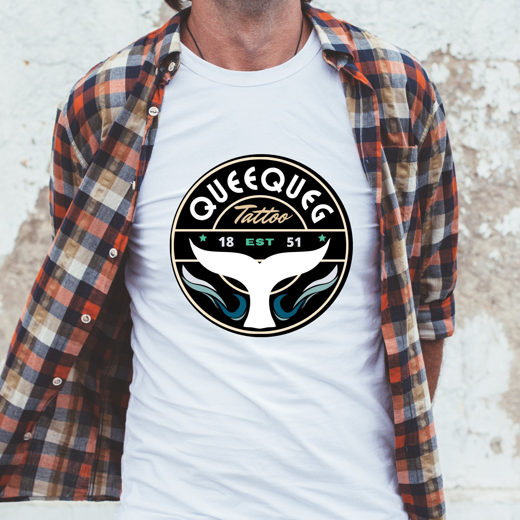Moby Dick, Queequeg Tatto Parlor Shirt Unisex Softstyle T-Shirt, Funny Shirt for Book Lovers, Librarians, English Teachers, Professors, Gift