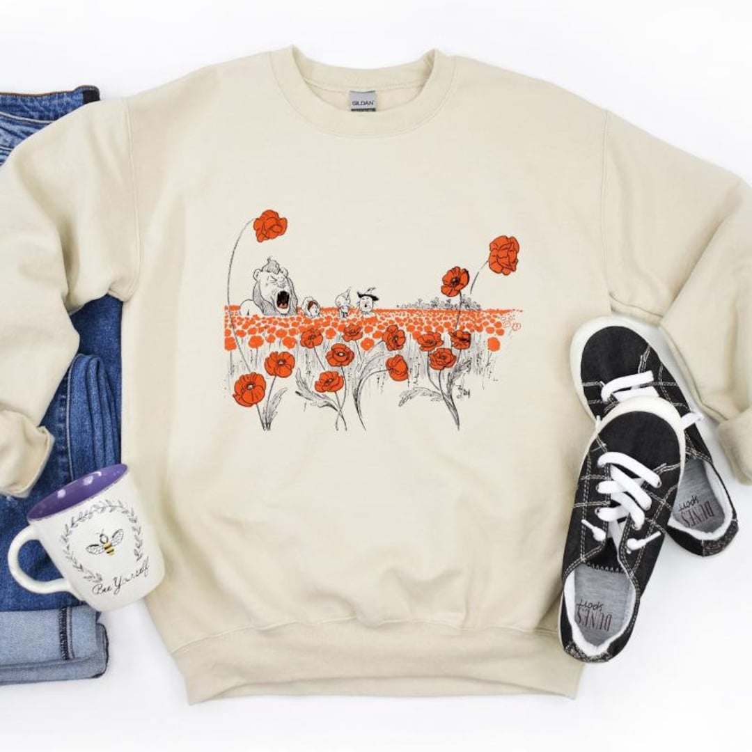 Wizard of Oz, Poppies Sweatshirt - Sleeping in Poppies - Vintage