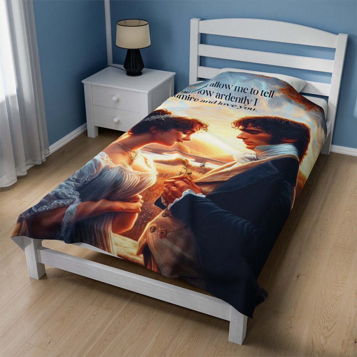 Pride and Prejudice Velveteen Plush Blanket, Cozy, Gift for English