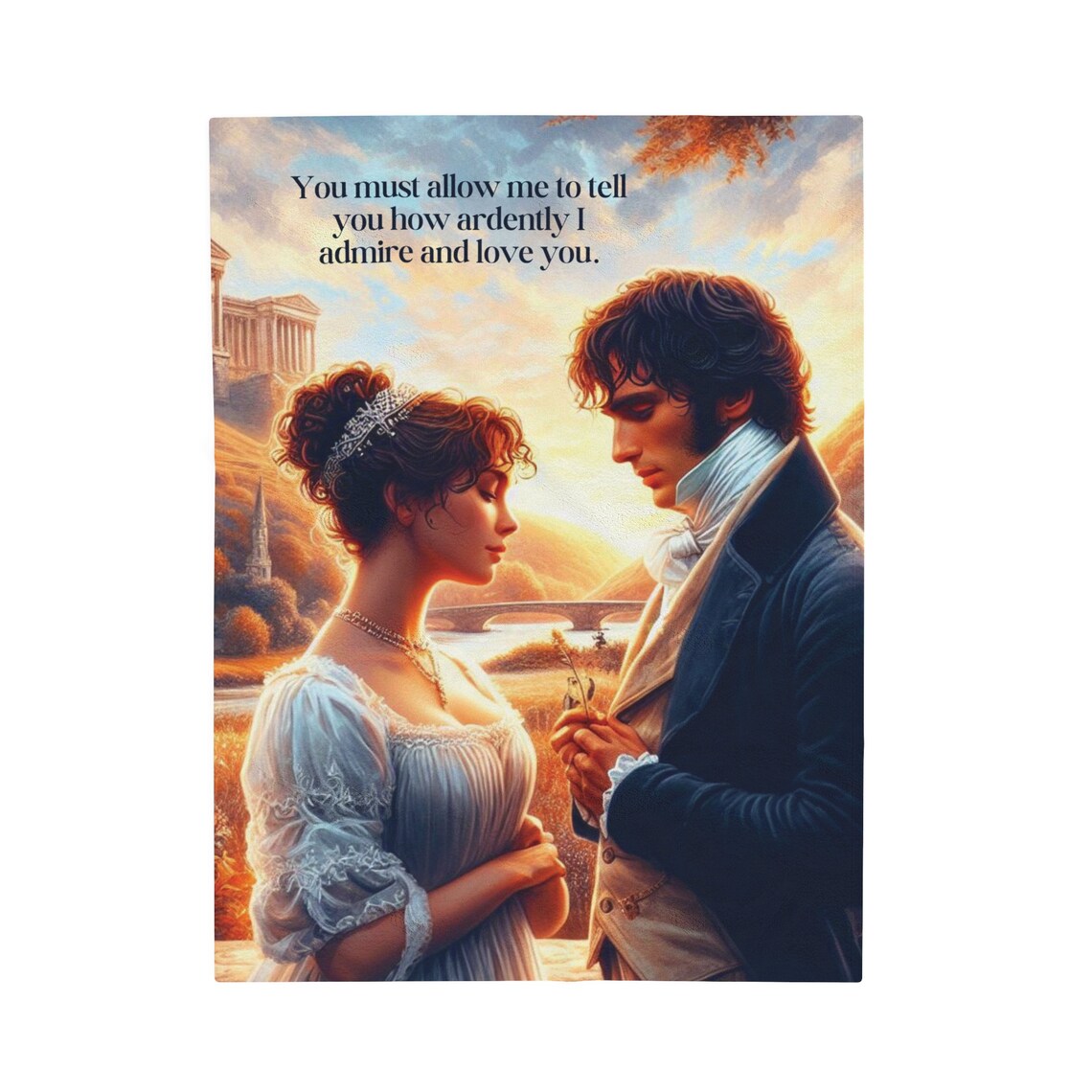 Pride and Prejudice Velveteen Plush Blanket, Cozy, Gift for English