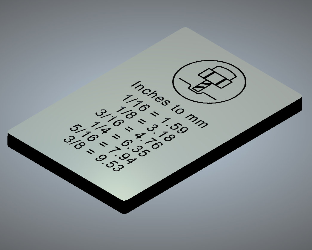 CNC File. Inches to Mm Conversion Chart Router Sizes SVG & DXF - Etsy UK