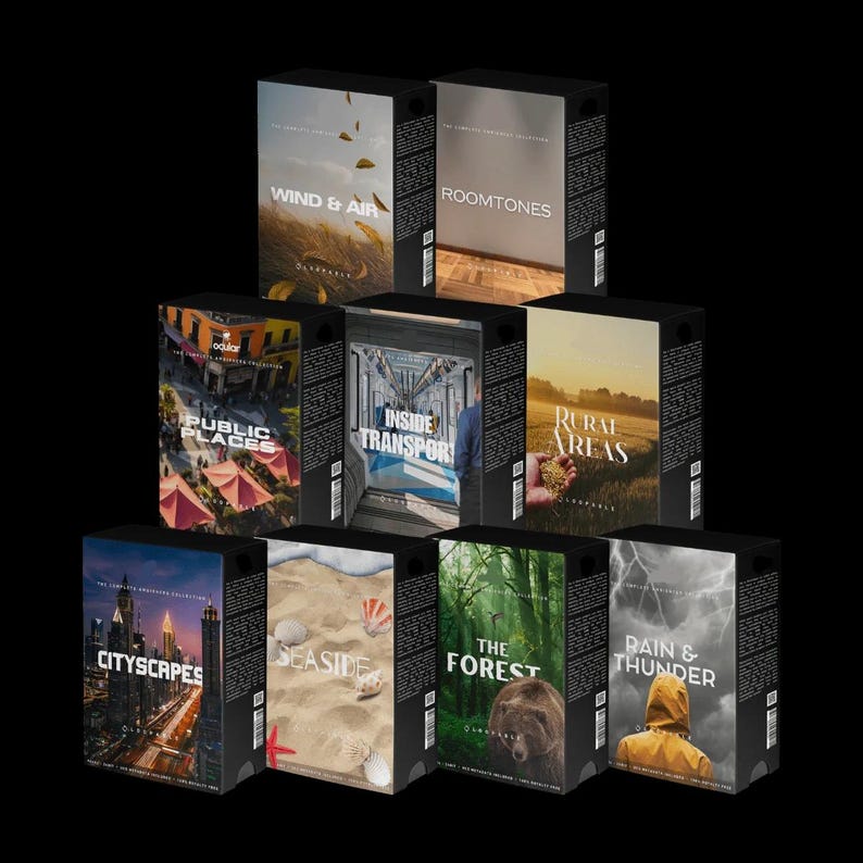 Peut inclure: Une collection de neuf bo&icirc;tes noires avec diff&eacute;rents sons de la nature, notamment des paysages urbains, le bord de mer, la for&ecirc;t, la pluie et le tonnerre, le vent et l'air, des ambiances de pi&egrave;ces, des lieux publics, les transports en commun et les zones rurales.
