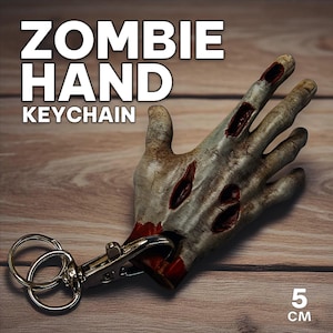 3D Printed Zombie Hand Keyring/Keychain – Hand Painted - Horror Keychain | Halloween Gift | Spooky Accessory 50mm