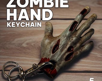 3D Printed Zombie Hand Keyring/Keychain – Hand Painted - Horror Keychain | Halloween Gift | Spooky Accessory 60mm