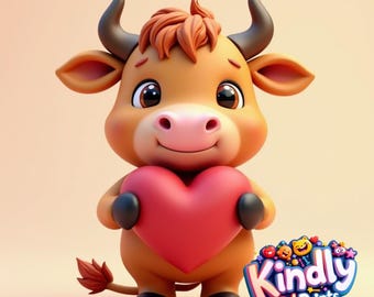 Kindly 3D Prints - Cute Highland Cow 3D Print File | Instant Download | STL & 3MF Format | Adorable DIY Print - CUT002