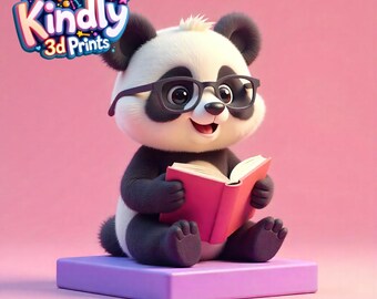 Clever Panda Bear Reading Book – Instant Download | DIY 3D Printing Model - PAN00002
