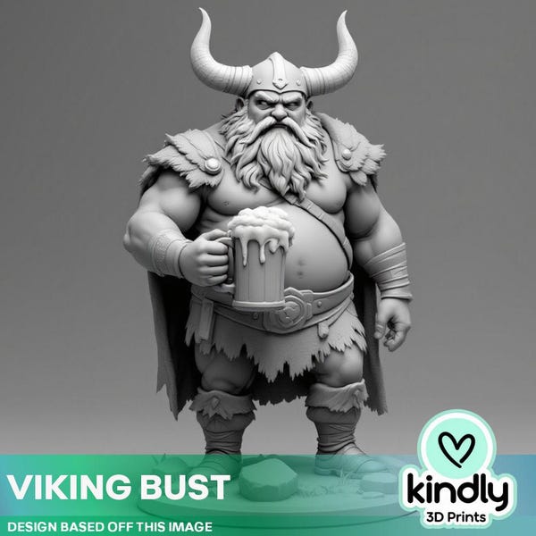 Viking Warrior Drinking a Beer - 3D Print STL File – Norse Warrior Sculpture for 3D Printing | Instant Download - K3DP007
