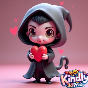Kindly 3D Prints - Cute Grim with a Heart 3D Print File | Instant Download | STL & 3MF Format | Adorable DIY Print