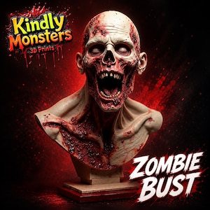 Kindly Monsters - 3D-afdrukbaar zombiehoofd 3MF- en STL-bestand – direct downloaden | DIY 3D-printmodel: ZOOM007