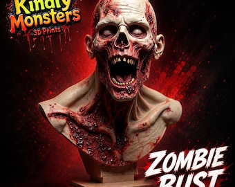 Kindly Monsters - Cabeza de zombi imprimible en 3D (archivos 3MF y STL) – Descarga instantánea / Modelo para impresión 3D DIY - ZOM007