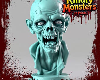 Kindly Monsters - 3D Printable Zombie Head 3MF File – Instant Download | DIY 3D Printing Model - ZOM012