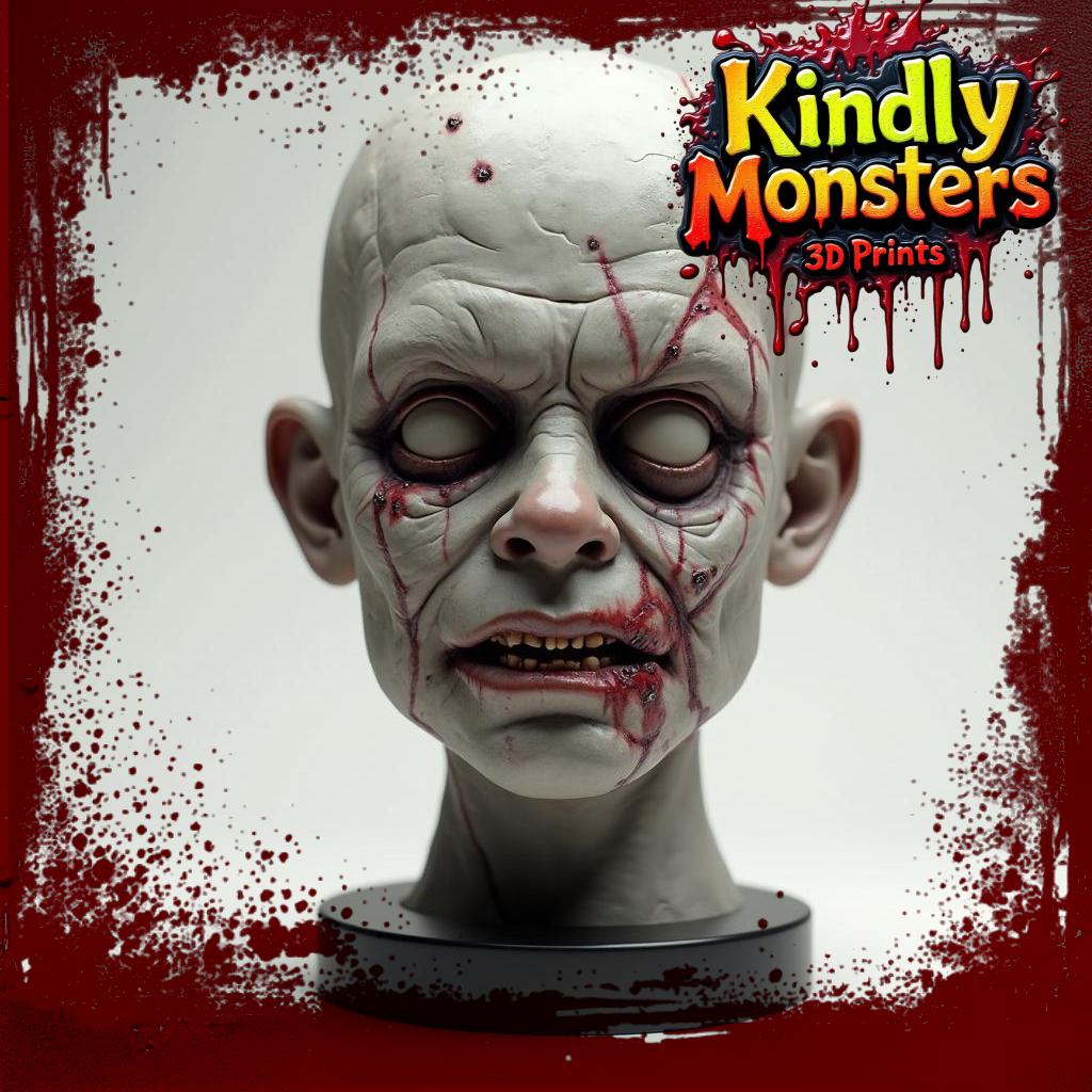 Kindly Monsters - 3D Printable Zombie Head STL File – Instant Download | DIY 3D Printing Model - ZOM002