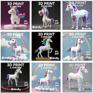Adorable 9 Pack Unicorn 3D Print Files | Instant Download | STL & 3MF Format | Cute DIY Prints Pack2