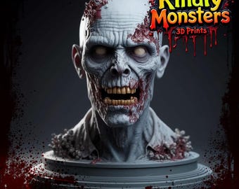 Kindly Monsters - 3D Printable Zombie Head STL & 3MF File – Instant Download | DIY 3D Printing Model - ZOM005