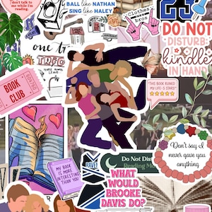 May include: A collage of stickers and illustrations with a theme of books and the TV show "One Tree Hill." Includes text like "Do Not Disturb: Kindle in Hand" and "My Book is More Interesting Than You."