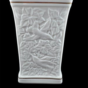 Lenox Rectangular Panel Vase Featuring Raised Hummingbirds and Flowers