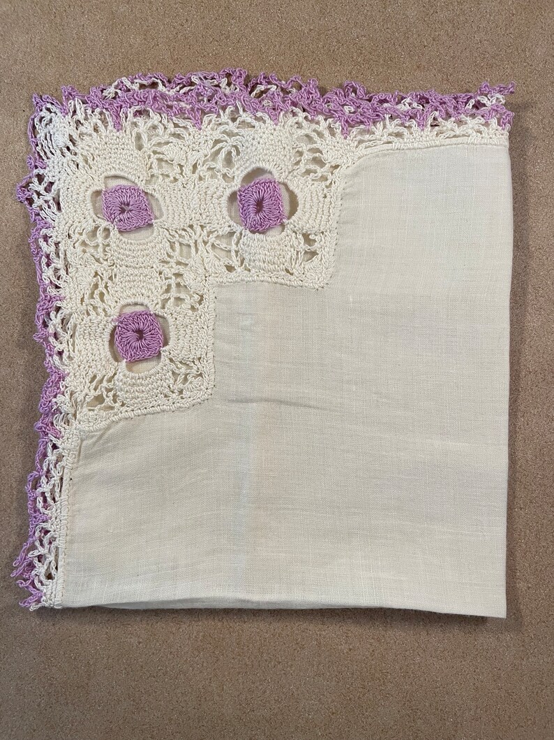 Vintage Hankies With Crocheted Hand Made Lace Edging/ Lot of 3 Etsy