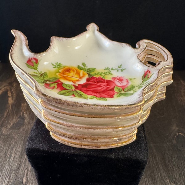 Royal Albert Old English Roses Spoon Rest/Teabag Holder/Trinket Dish