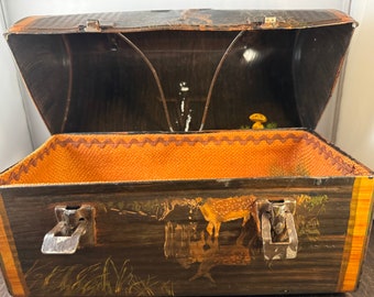 1950's Vintage Hand Painted Thermos Domed Lunch Box - Etsy