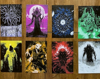 Ancient Ones Textured Art Series - All Eight Prints - Lovecraft - HueForge Powered 3D Art