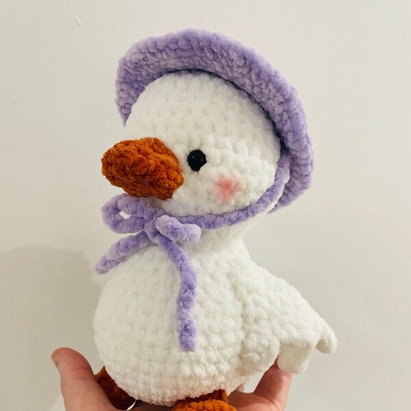 Cute soft duck with hat crochet plushie toy