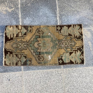 Door Mat Rug, Handmade Rug, Bath Mat Rug, 1x3 Turkish Rug, 1x3 Vintage Rug, Soft Door Mat, Small Size Rug,Oushak Mini Rug,1x3 Soft Rug,109