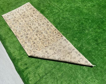 3x7 Copper Gold Vintage Rug, 3x7 Oushak Wool Rug, 3x7 Turkish Brown Runner, Kids, Living Room, Entry way, Bathroom, Bedroom Rug, 2.6x7.0 Ft