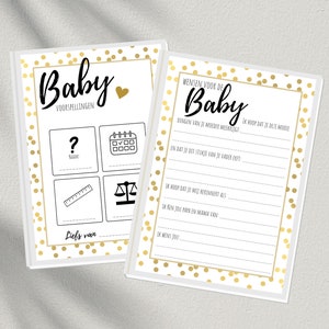 Ausfüllkarten zur Babyparty NL