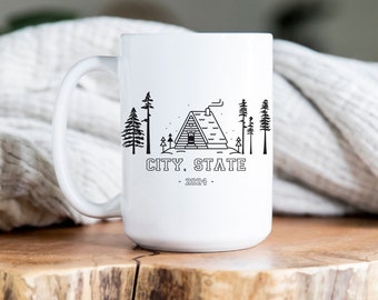 Cabin Coffee Mug, Custom Family Vacation Mug, Personalized Camping Cup, Group Trip Customized Coffee Cup, Cozy Cabin Mug, Bachelorette Cup