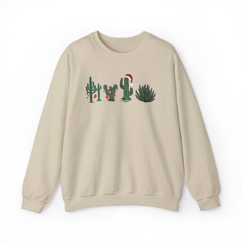 Christmas Cactus Sweatshirt, Festive Holiday Sweater, Desert Christmas, Western Holiday Pullover, Cacti Plants, Gift for Plant Lover image 8