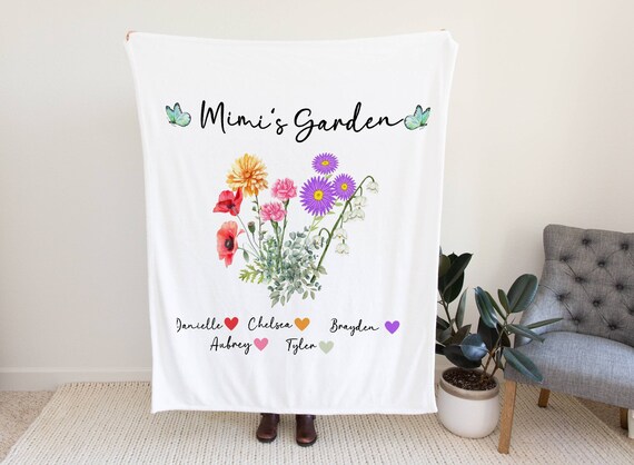 Personalized Grandmas Bouquet Blanket Mothers Day Gift Custom