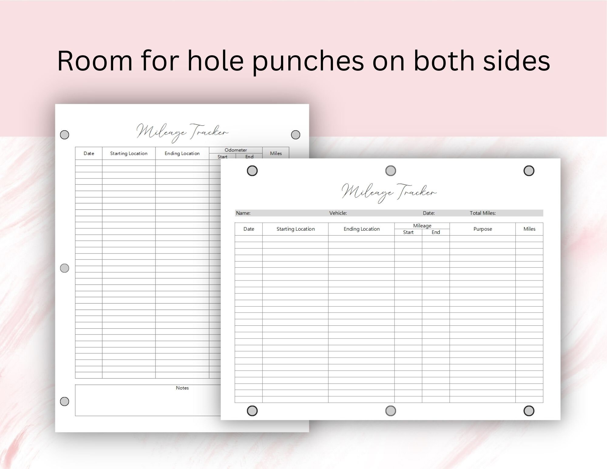 Printable Mileage Tracker Templates Mileage Log Editable Travel Small ...