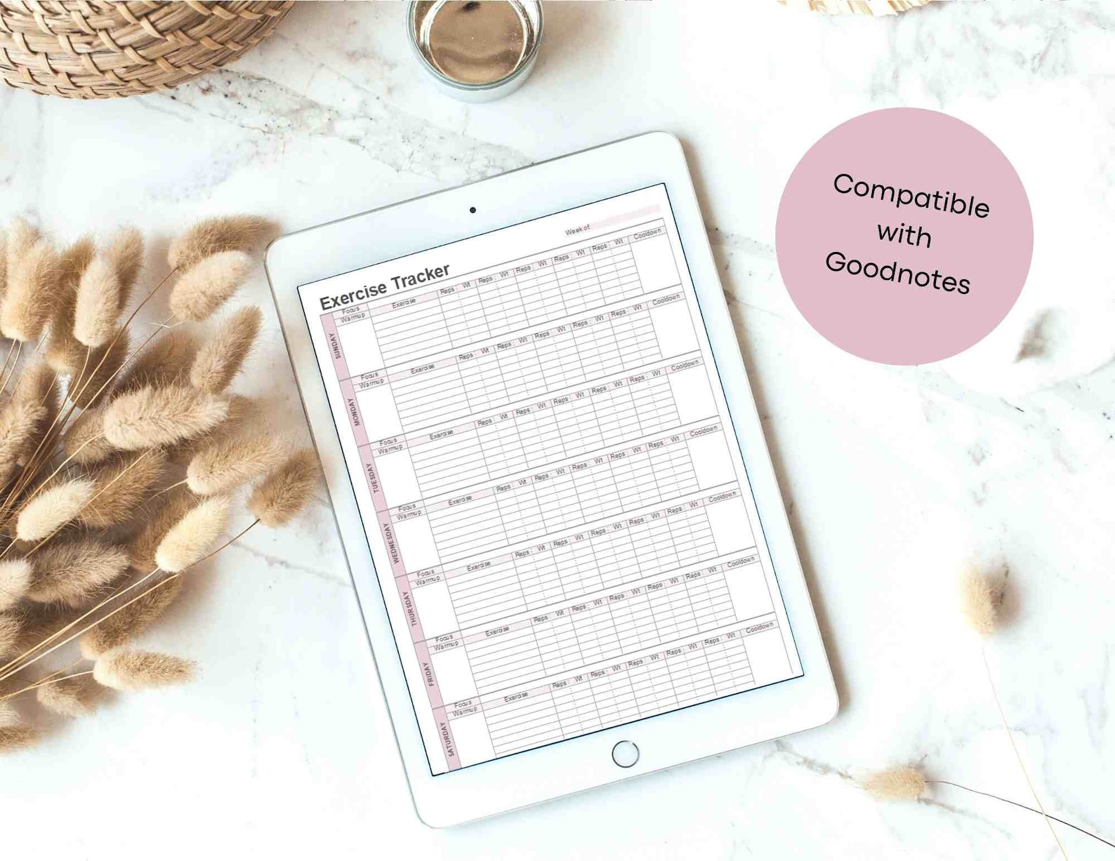 Instant Download Printable Exercise Planner Template Workout Tracker