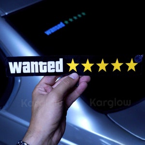 GTA Wanted Led, Glow, Sticker, 5 Star, Fast and Furious, Electric