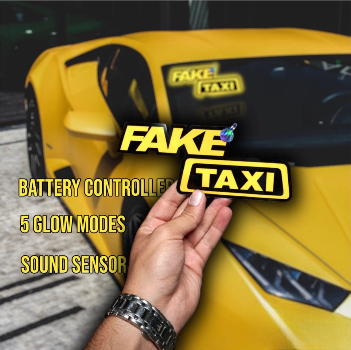 Karglow FAKE TAXI electric Car sticker glow-in-the-dark LED panel Charm