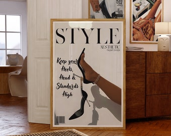 Style Magazine Cover Poster: High Heels Fashion Print, Vogue Inspired Wall Art