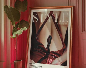 Femme Fatale-poster: Snake Vogue-print, retro muurkunst jaren 70