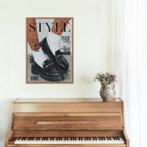 Style Magazine Poster, High Heels Poster, old money poster, Vogue Print, Fashion poster, white wall art, boho chic, elegant poster, black elegant, stylish poster, holy chic, woman socks poster, loafer shoes poster, boho home decor, old money poster