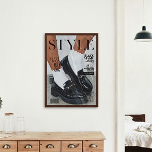 Style Magazine Poster, High Heels Poster, old money poster, Vogue Print, Fashion poster, white wall art, boho chic, elegant poster, black elegant, stylish poster, holy chic, woman socks poster, loafer shoes poster, boho home decor, old money poster