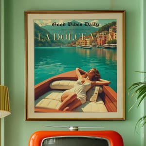La Dolce Vita Print, Digital Download, Trendy Newspaper, Vintage Poster, Old Money Aesthetic, Retro Poster, 60s Wall Art, Beach Vibe, Vogue