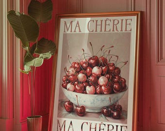 Retro Cherry Poster: 70s Psychedelic Wall Art