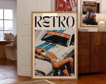 70s Retro Car Poster, Psychedelic Trippy Wall Art