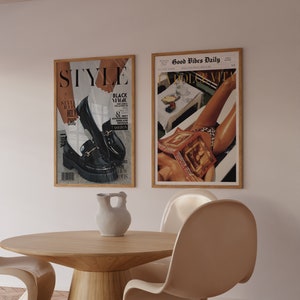 Style Magazine Poster, High Heels Poster, old money poster, Vogue Print, Fashion poster, white wall art, boho chic, elegant poster, black elegant, stylish poster, holy chic, woman socks poster, loafer shoes poster, boho home decor, old money poster
