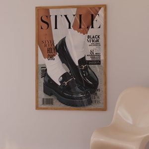 Style Magazine Poster, High Heels Poster, old money poster, Vogue Print, Fashion poster, white wall art, boho chic, elegant poster, black elegant, stylish poster, holy chic, woman socks poster, loafer shoes poster, boho home decor, old money poster