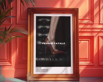 Femme Fatale Stiletto Print: Editorial High Heels Poster, Luxury Home Decor, Vogue Print