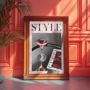 Póster de revista de estilo, impresión retro de los 70, póster de cócteles, póster de dinero antiguo, póster de moda, póster elegante, impresión de Vogue, póster con estilo