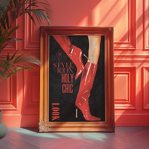 Style Magazine Poster, 70s Retro Print, Red Wall Art, High Heels Poster, Old Money Aesthetic, Elegant Poster, Vogue Print, Stylish Poster